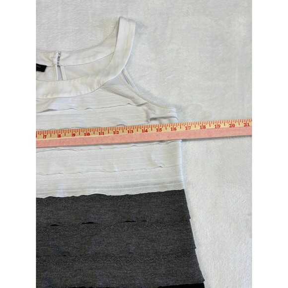 AB Studio White/Grey/Black Ruffled Color Block Dress Tank Top size small - Picture 4 of 4